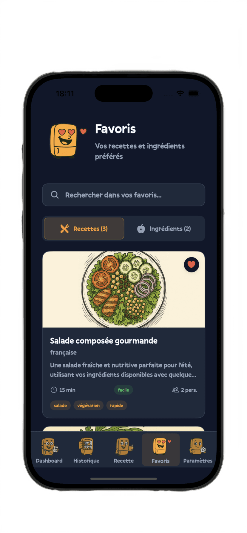 Screenshot de l'app Fridget